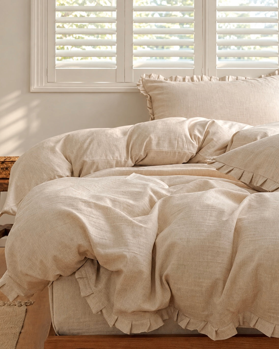 linen cotton frill bedding set