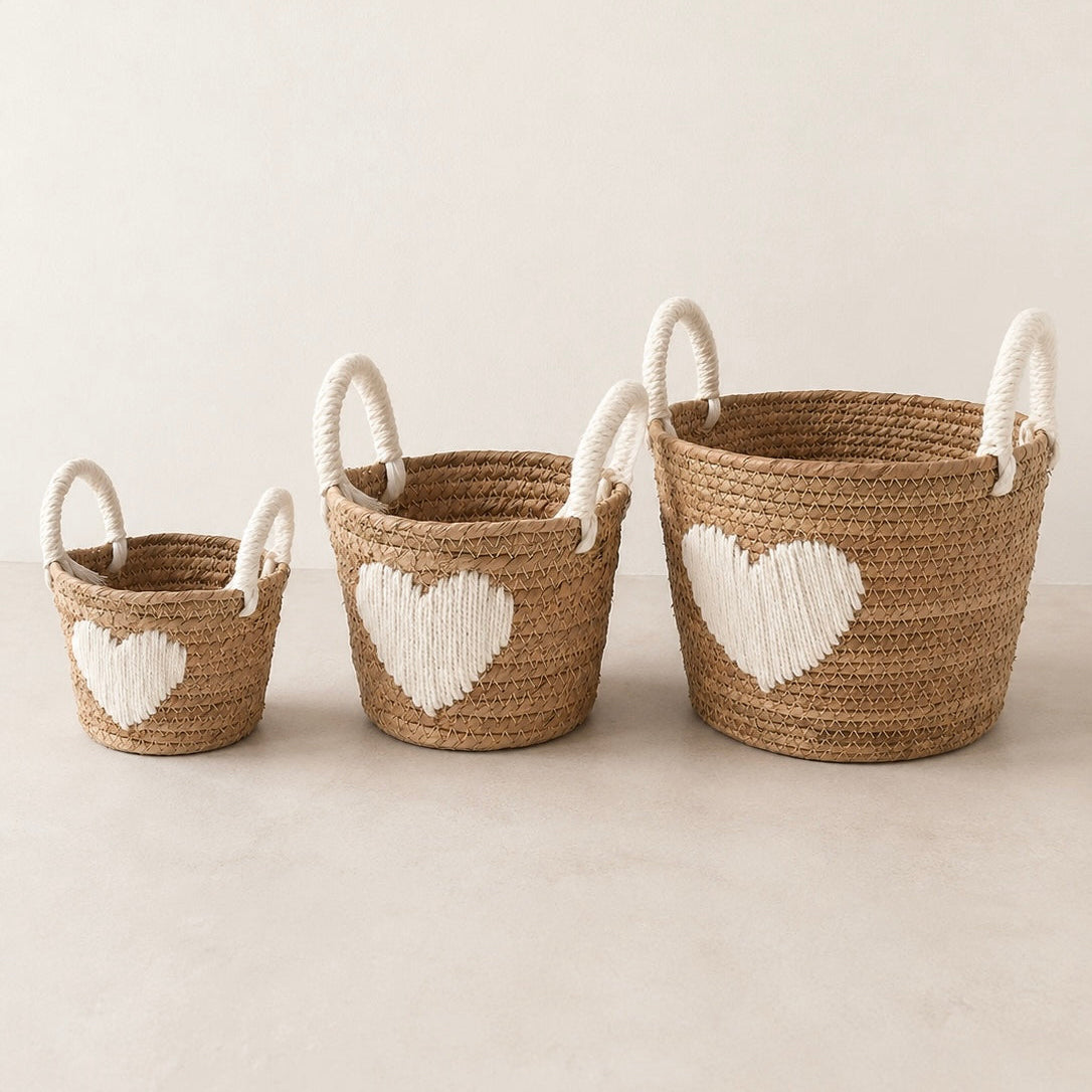 heart woven storage basket