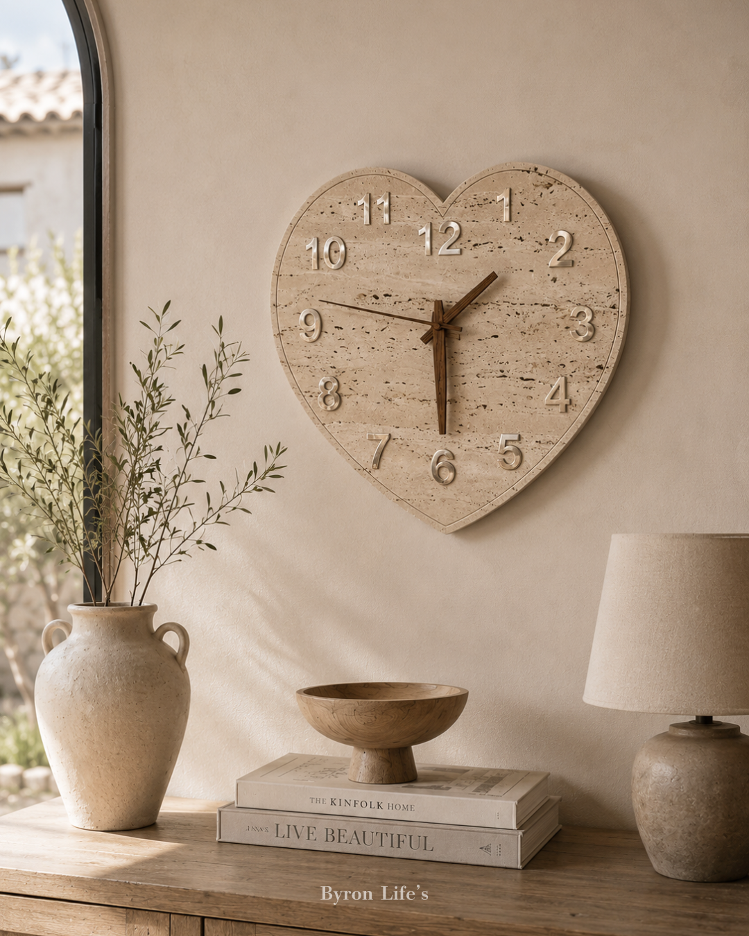 shell stone heart clock