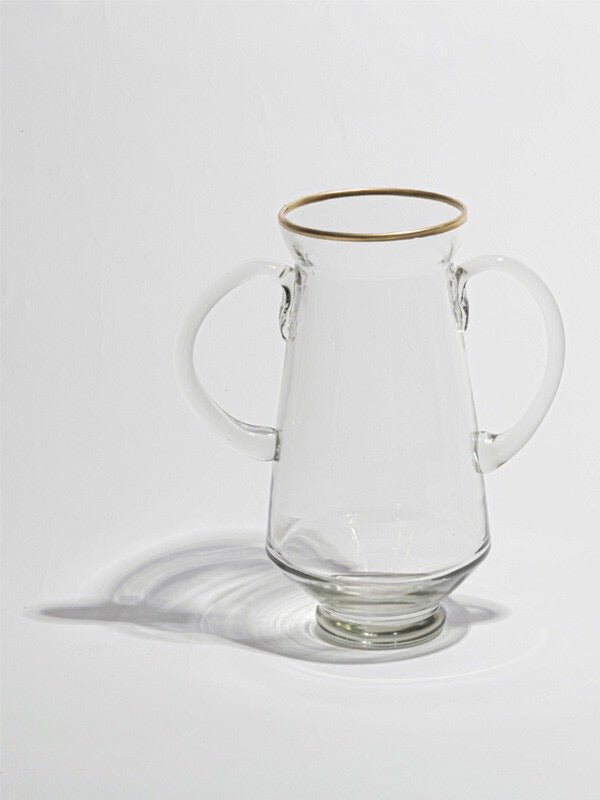 luxe gold rim glass vase