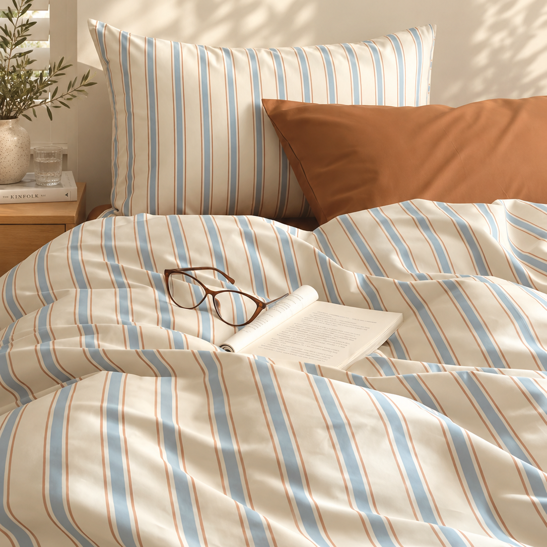 coastal stripe bed cover set