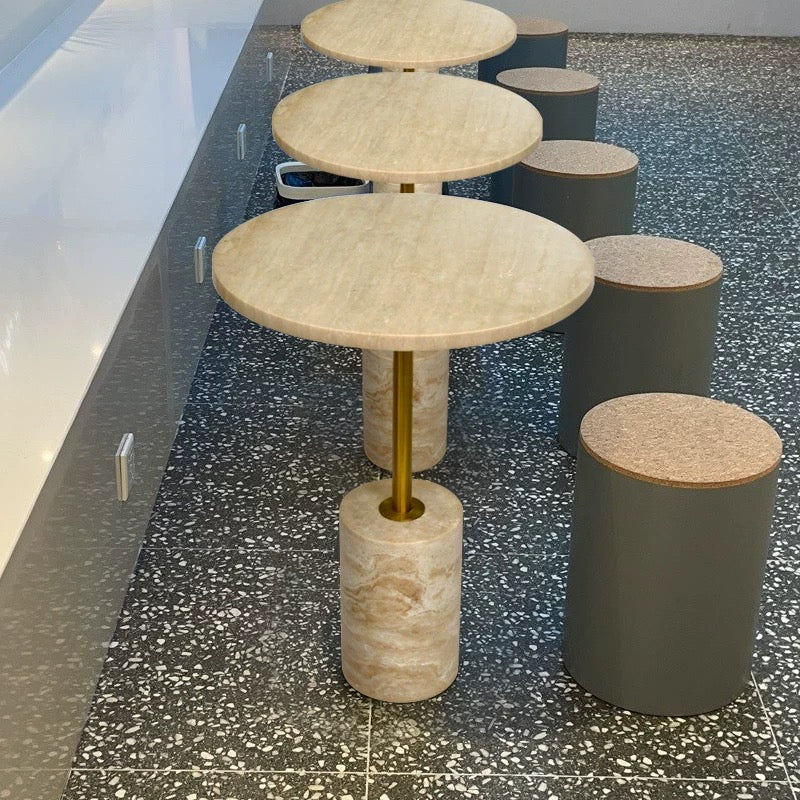 travertine round stand table