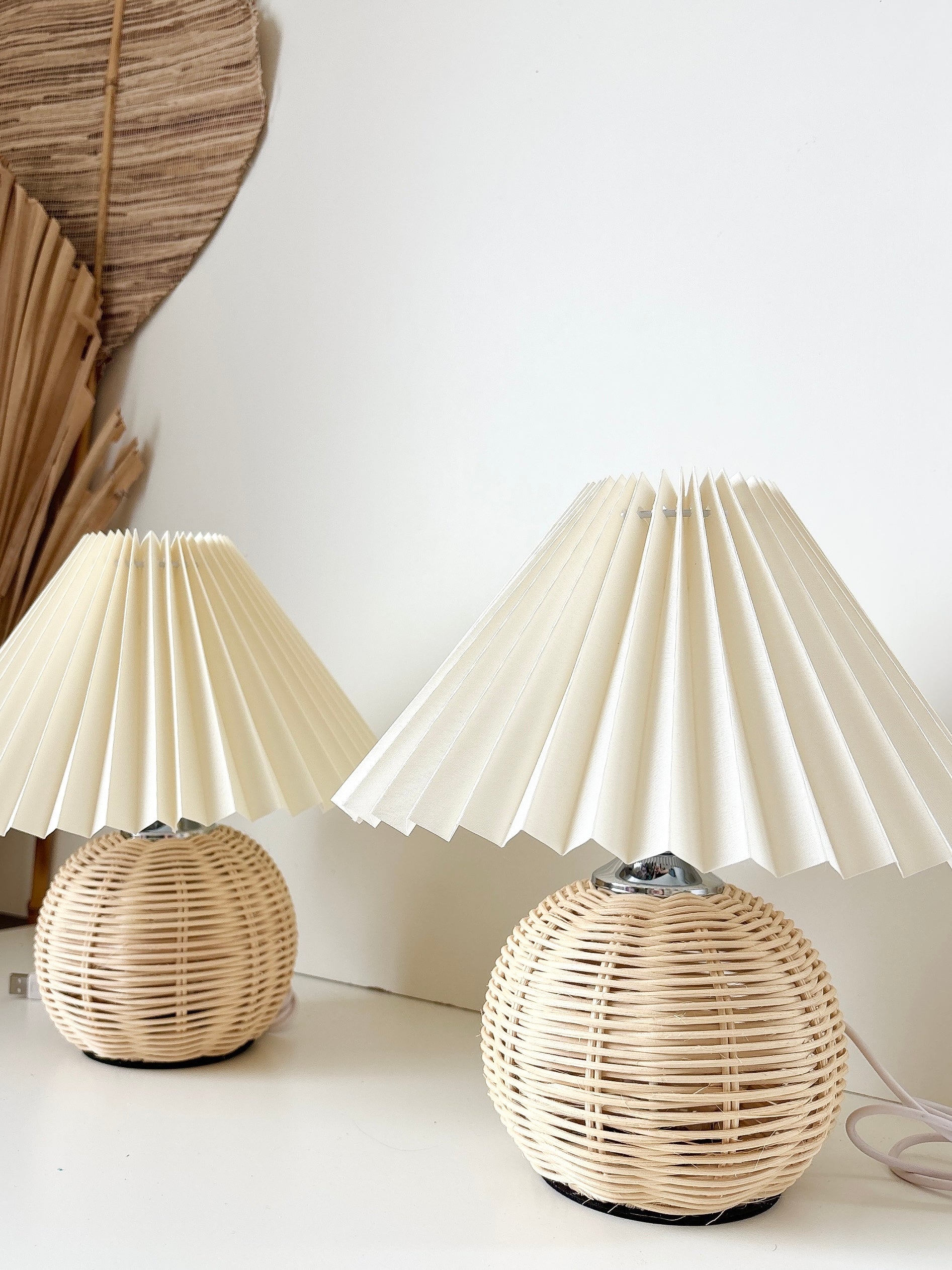 rattan pleated lamp