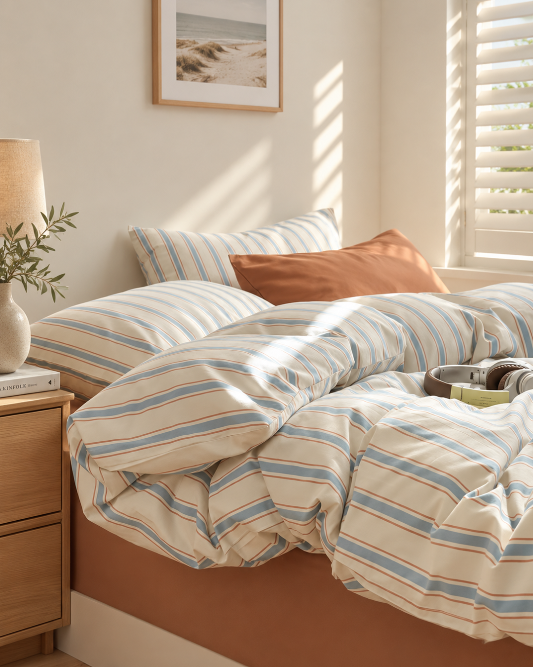 coastal stripe bed cover set