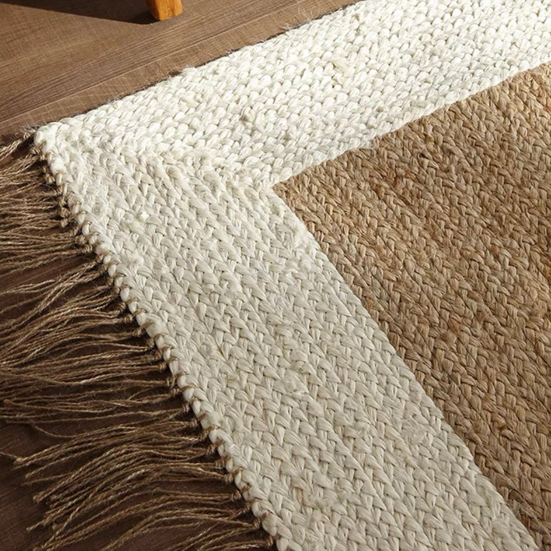 bicolor jute fringe mat