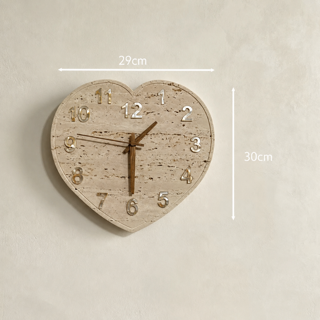 shell stone heart clock
