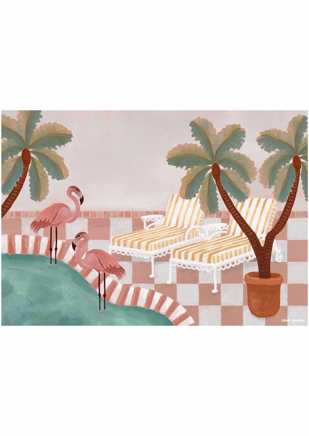 【karina jambrak art】pink flamingo garden