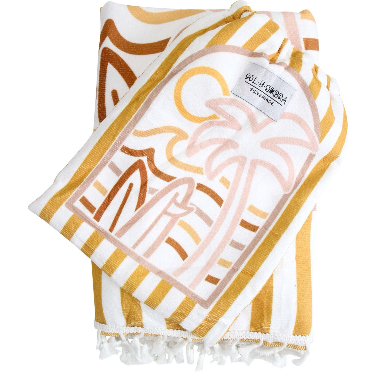 kids towel poncho w/ bag striped palm