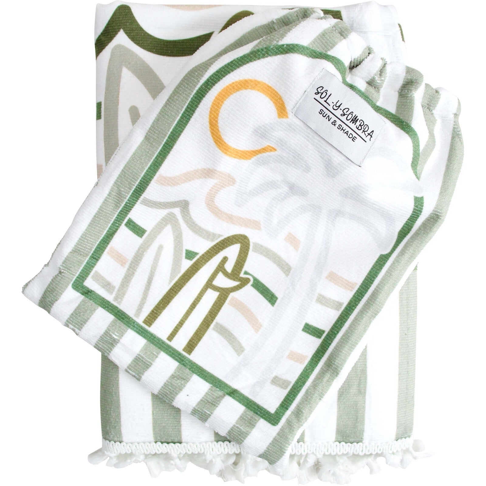 kids towel poncho w/ bag striped palm