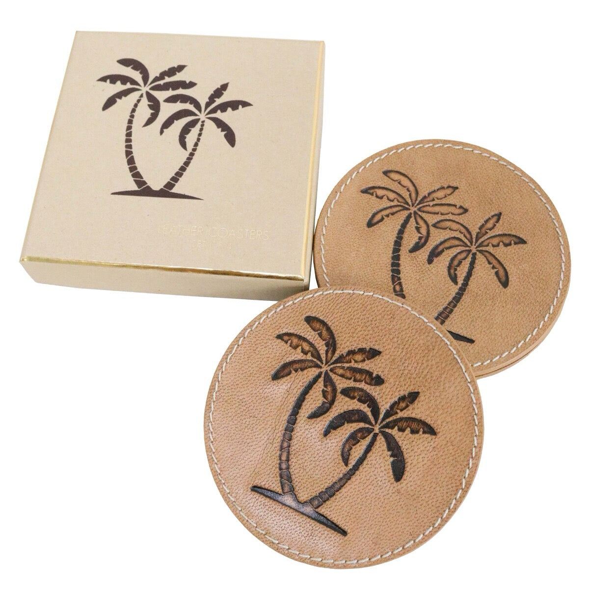 leather coasters palm set