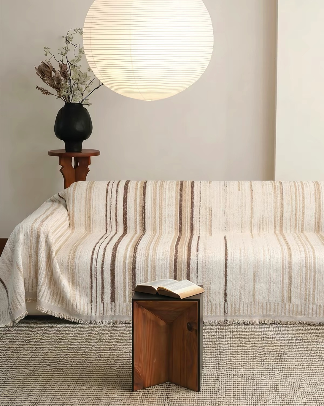 natural stripe sofa cover