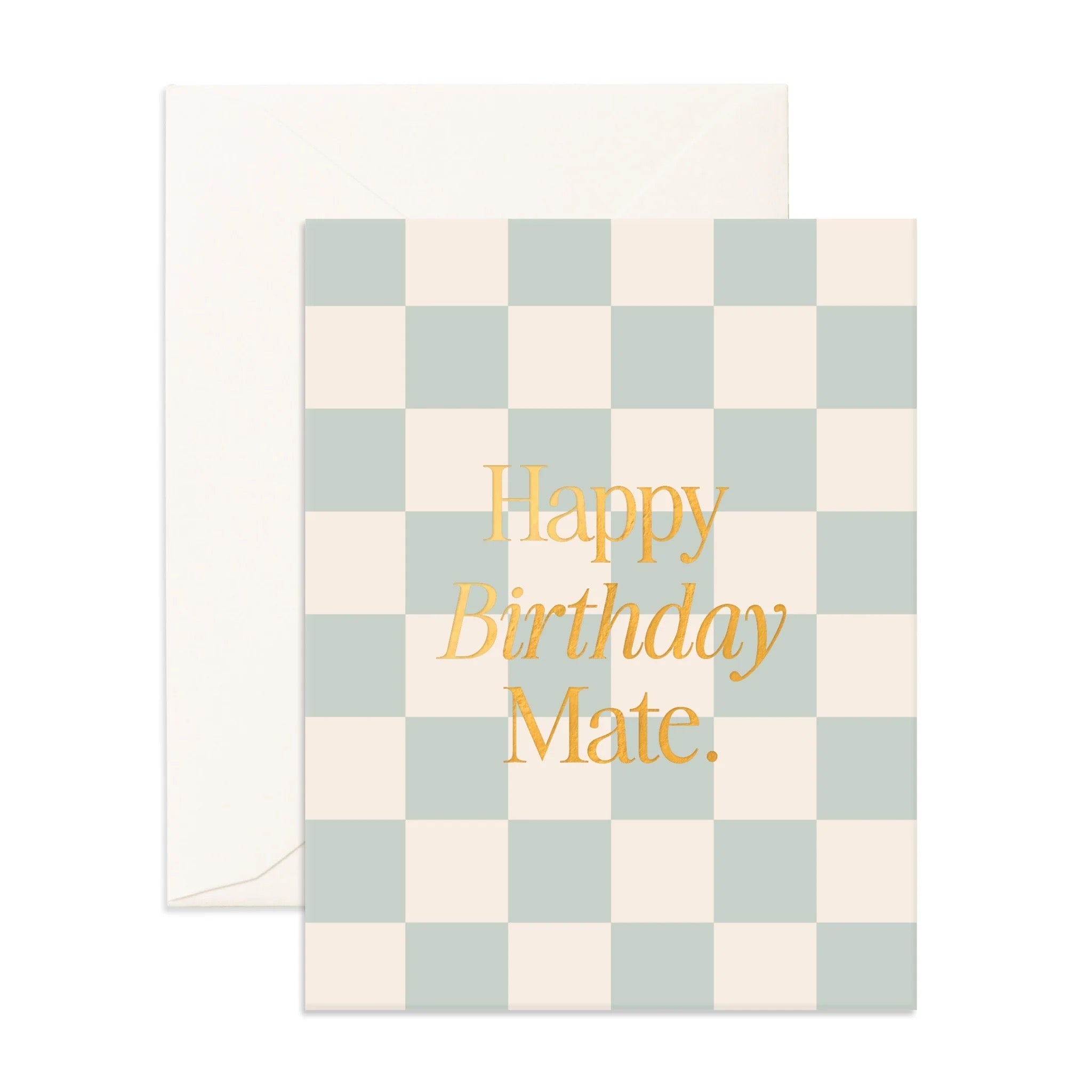 birthday mate sage check greeting card
