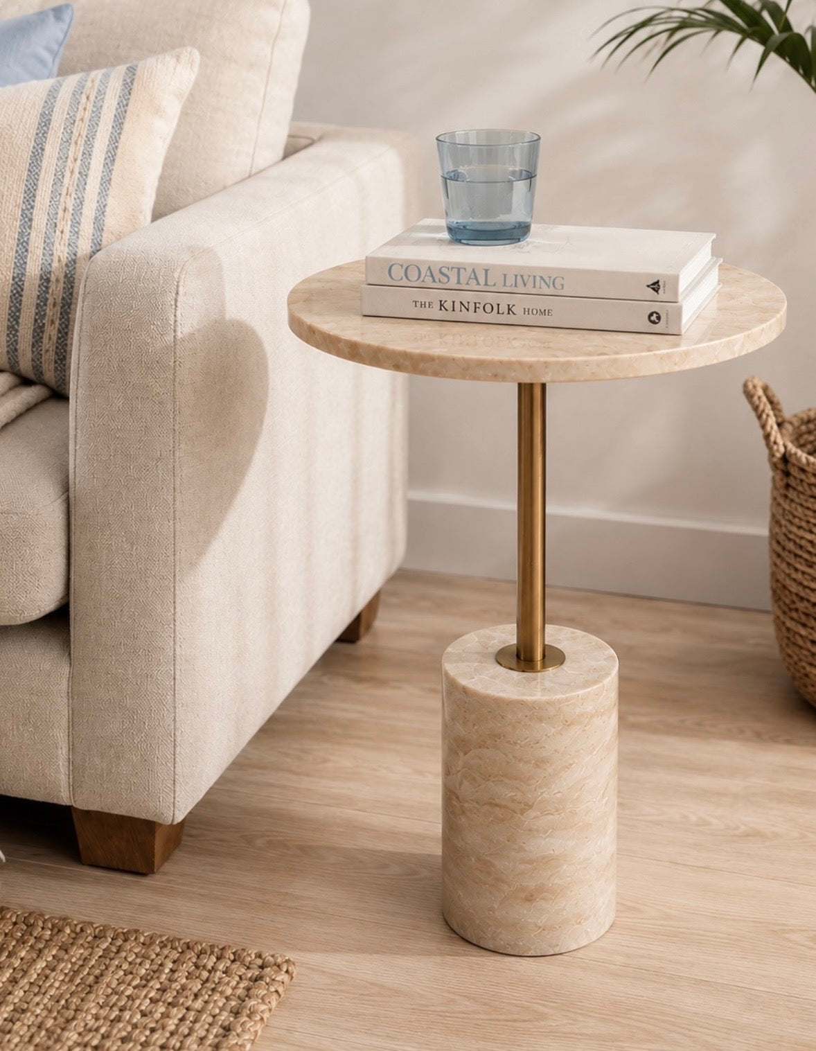 travertine round stand table