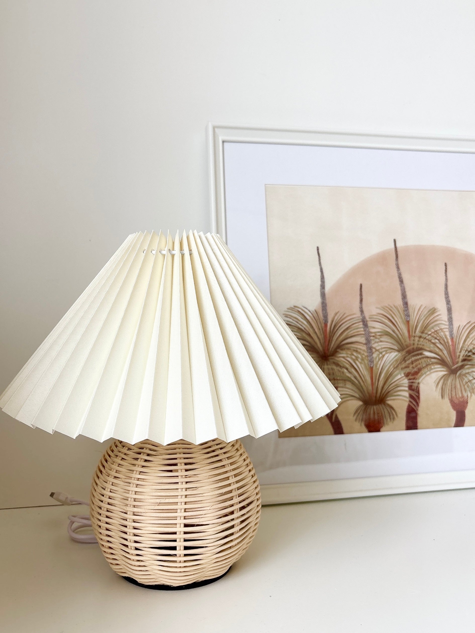 rattan pleated lamp