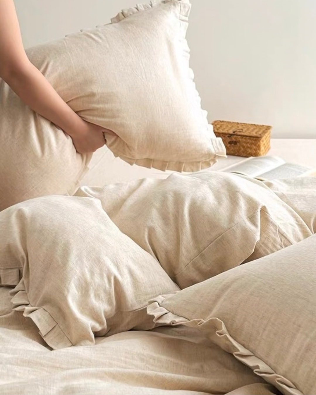 linen cotton frill bedding set