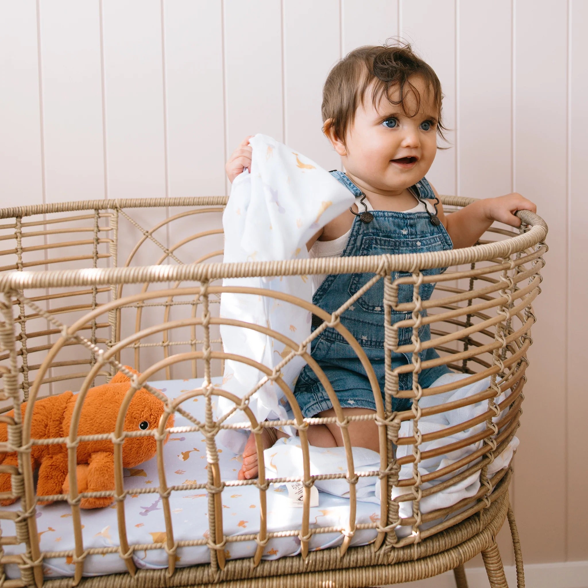 ocean creatures sky organic muslin wrap swaddle