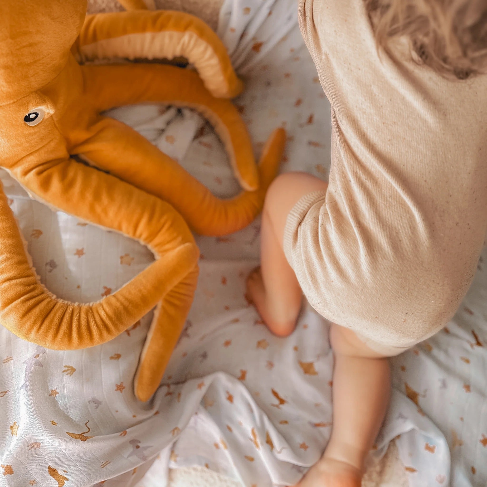 ocean creatures sky organic muslin wrap swaddle