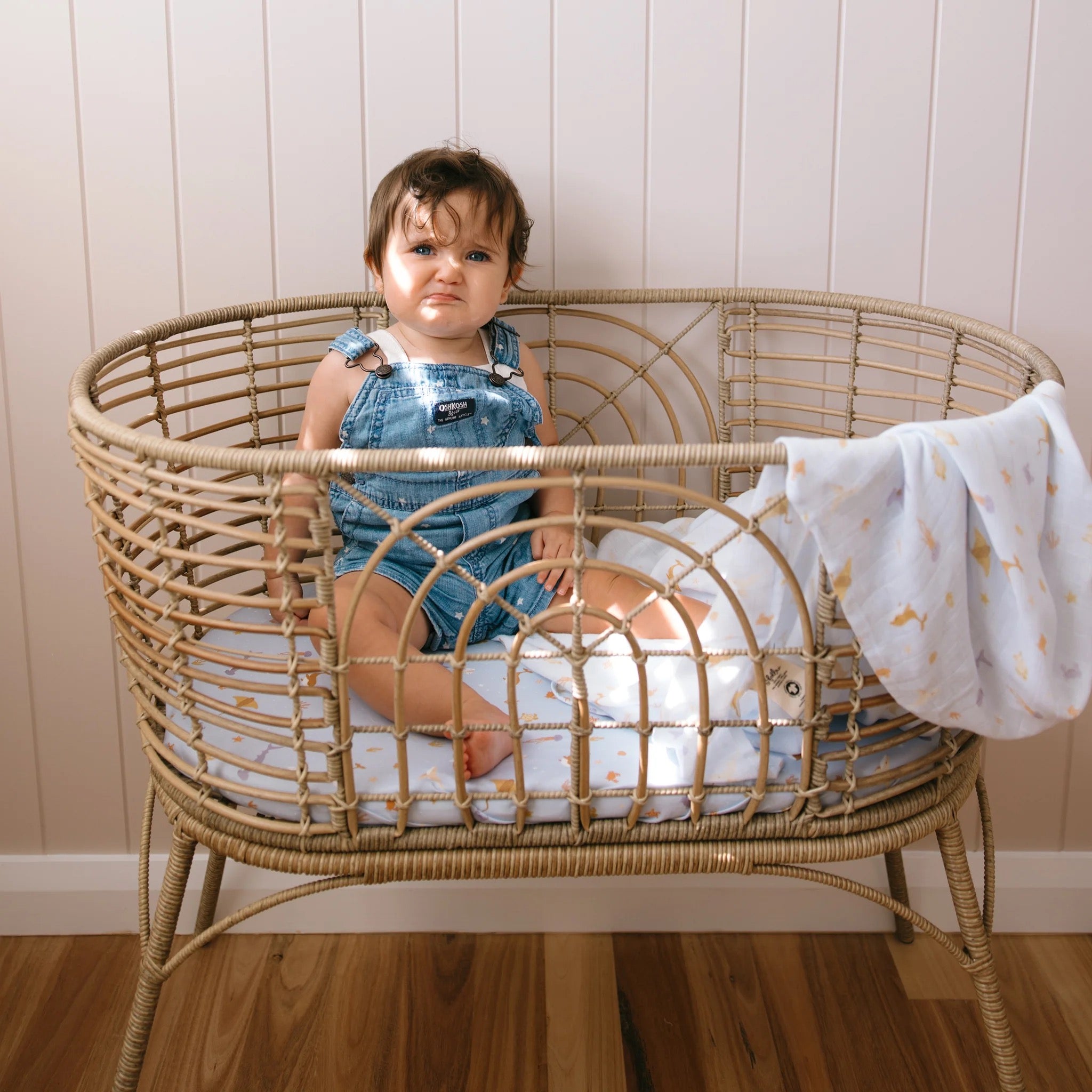 ocean creatures sky organic muslin wrap swaddle