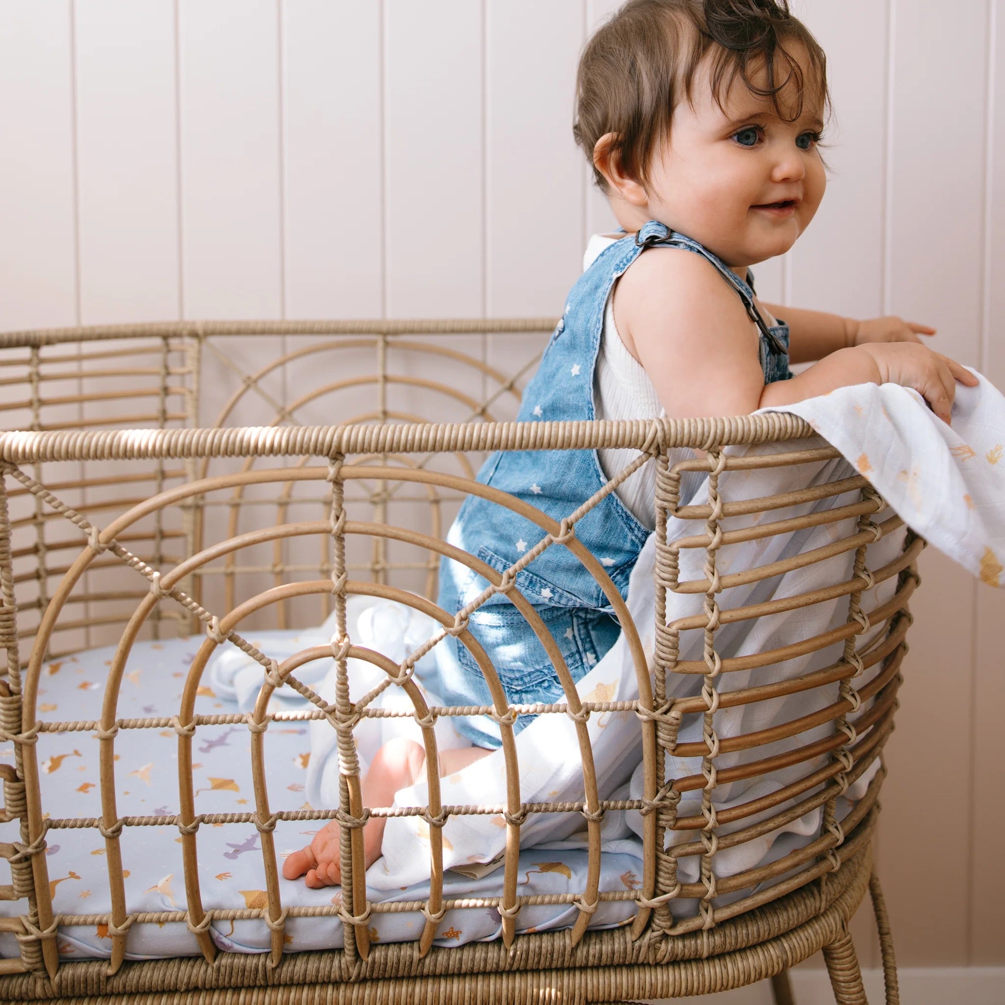 ocean creatures sky organic muslin wrap swaddle