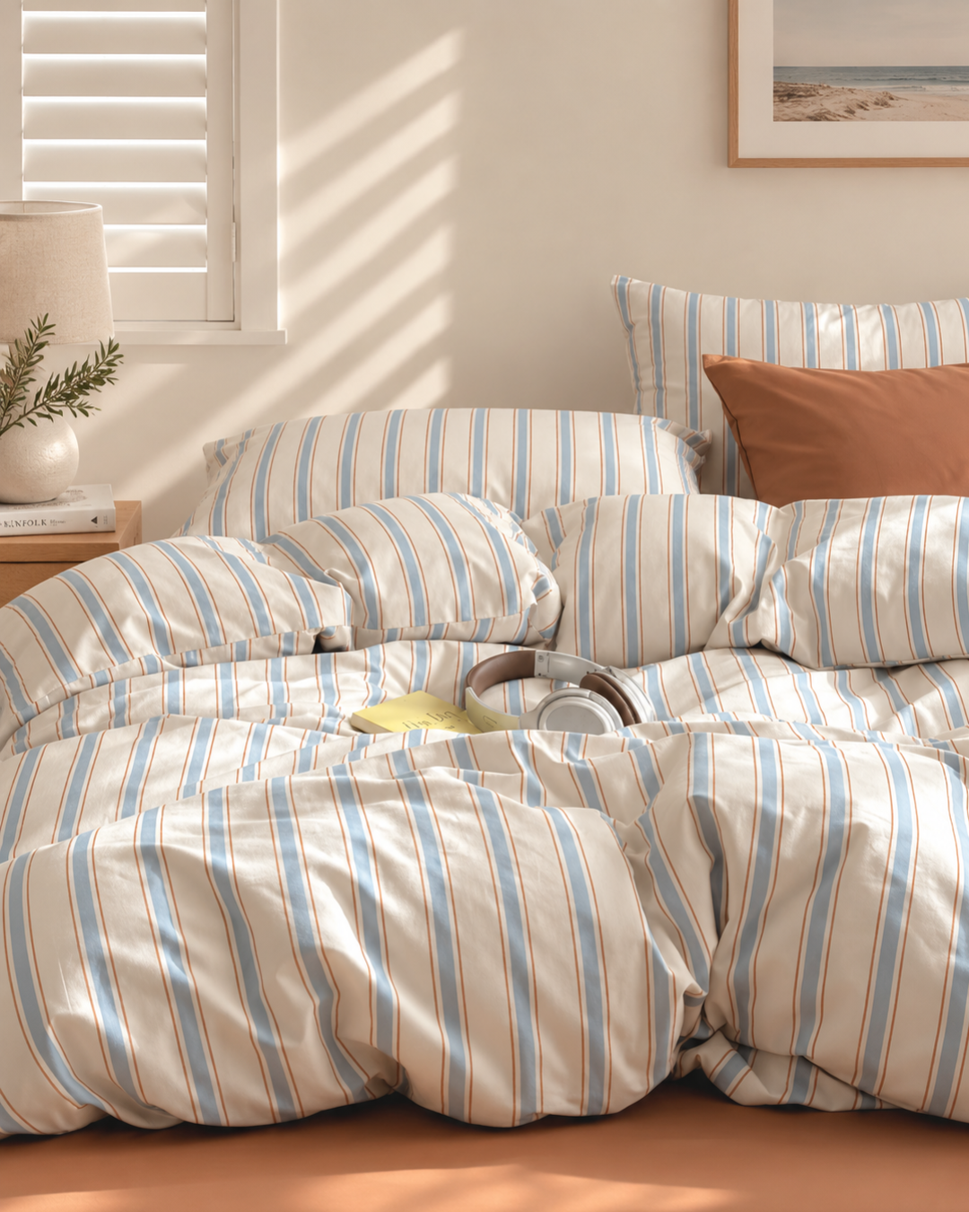 coastal stripe bed cover set
