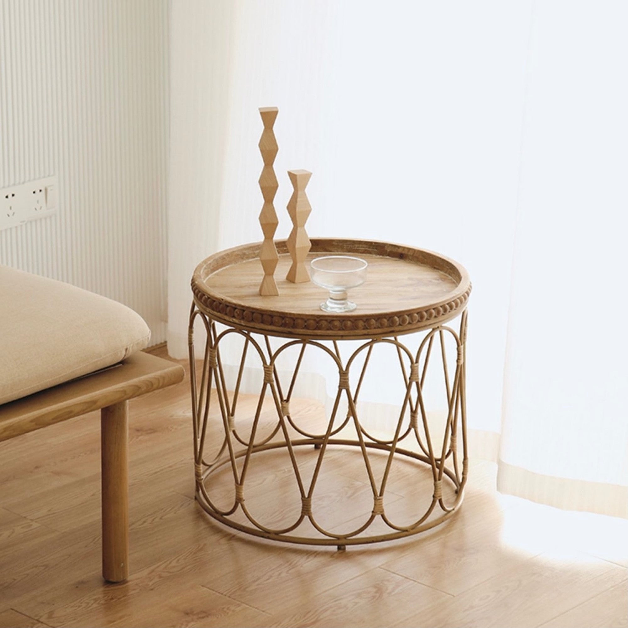 wooden vintage round table