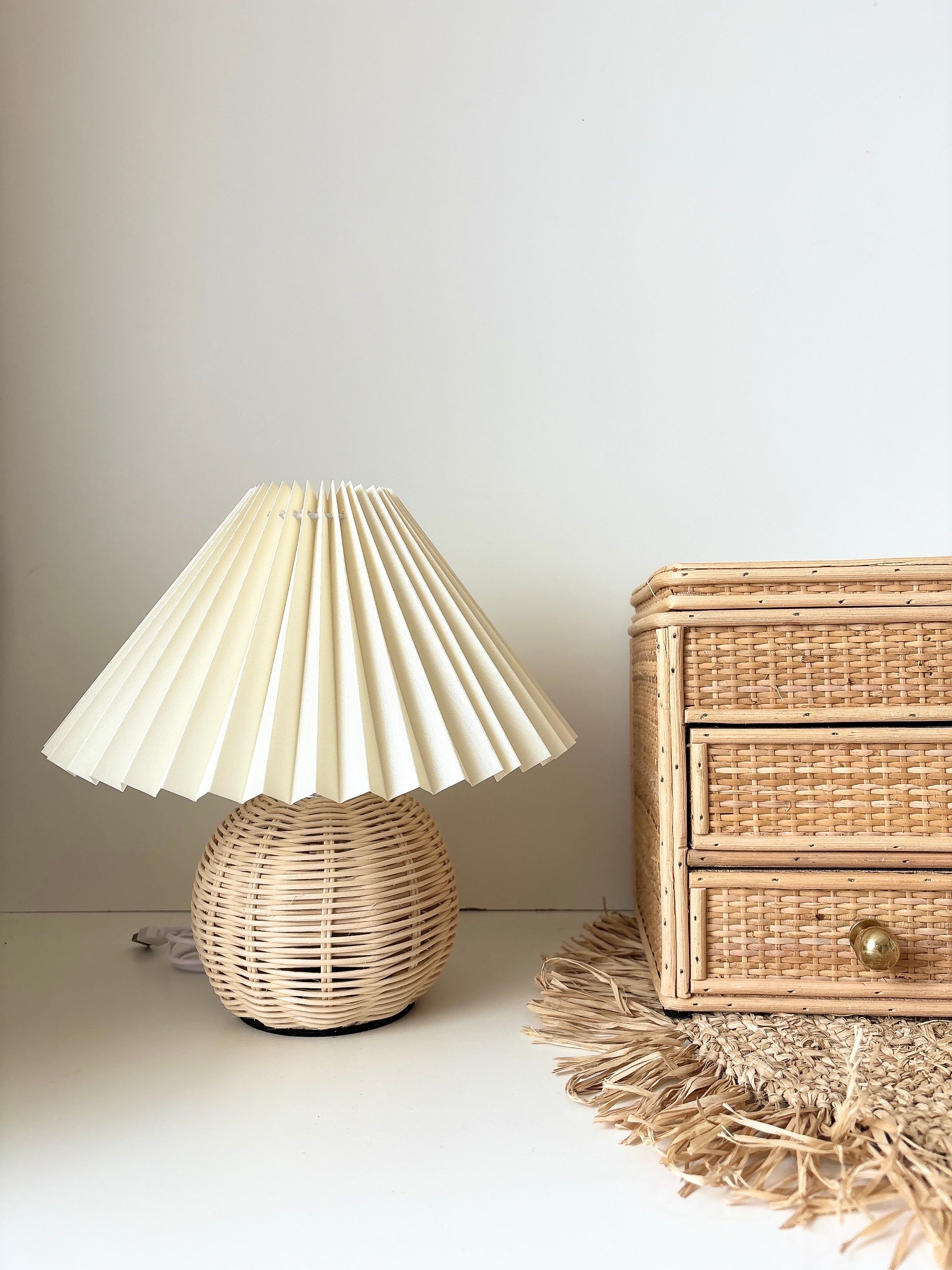 rattan pleated lamp