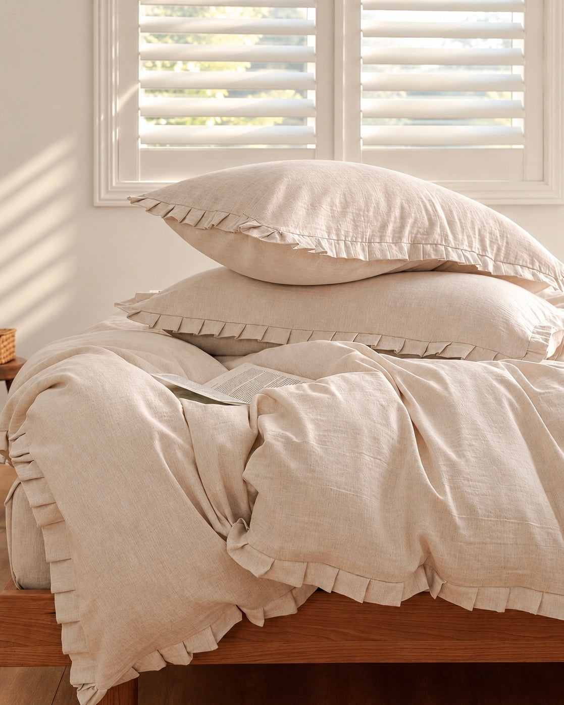 linen cotton frill bedding set