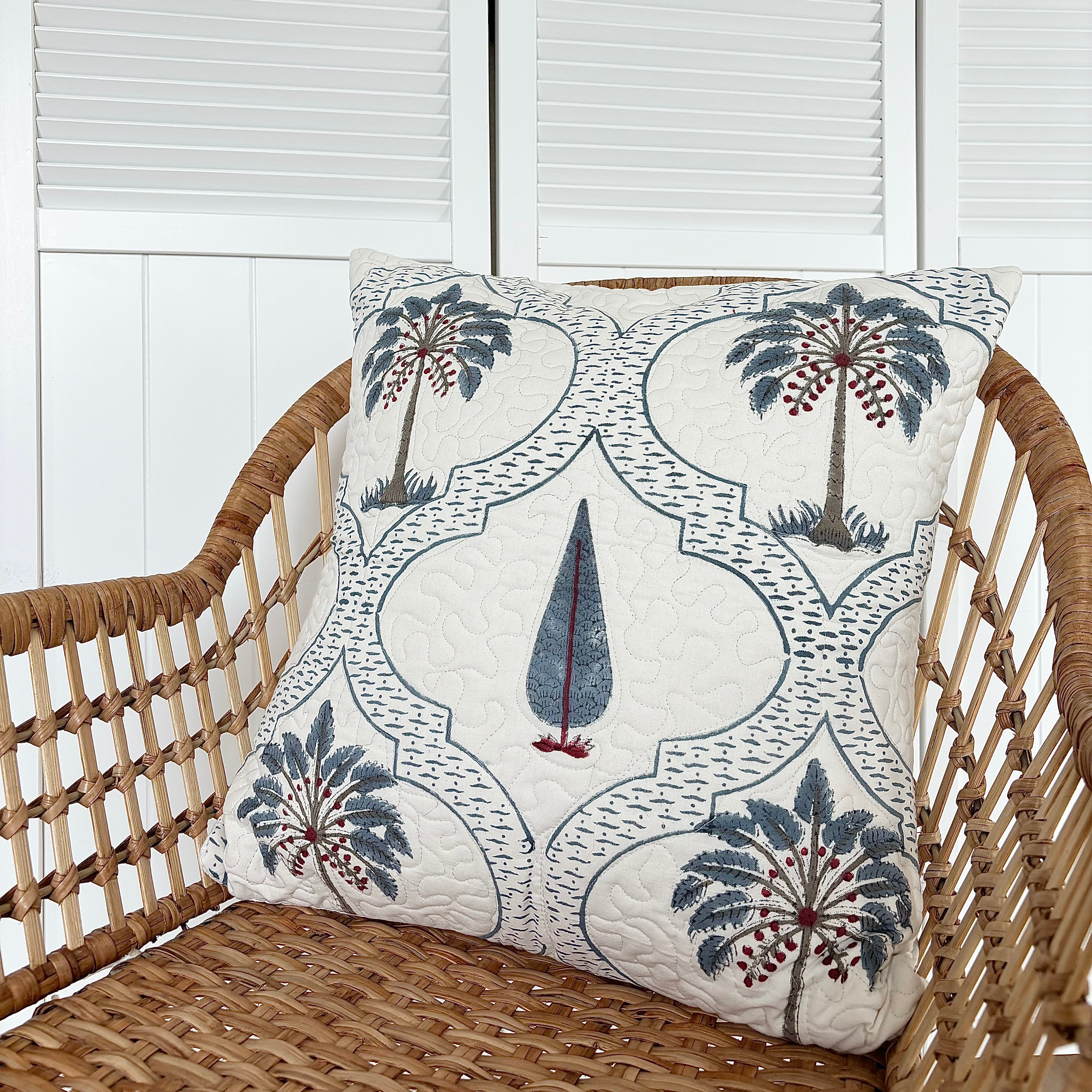 palm arabian quilted cushion cover