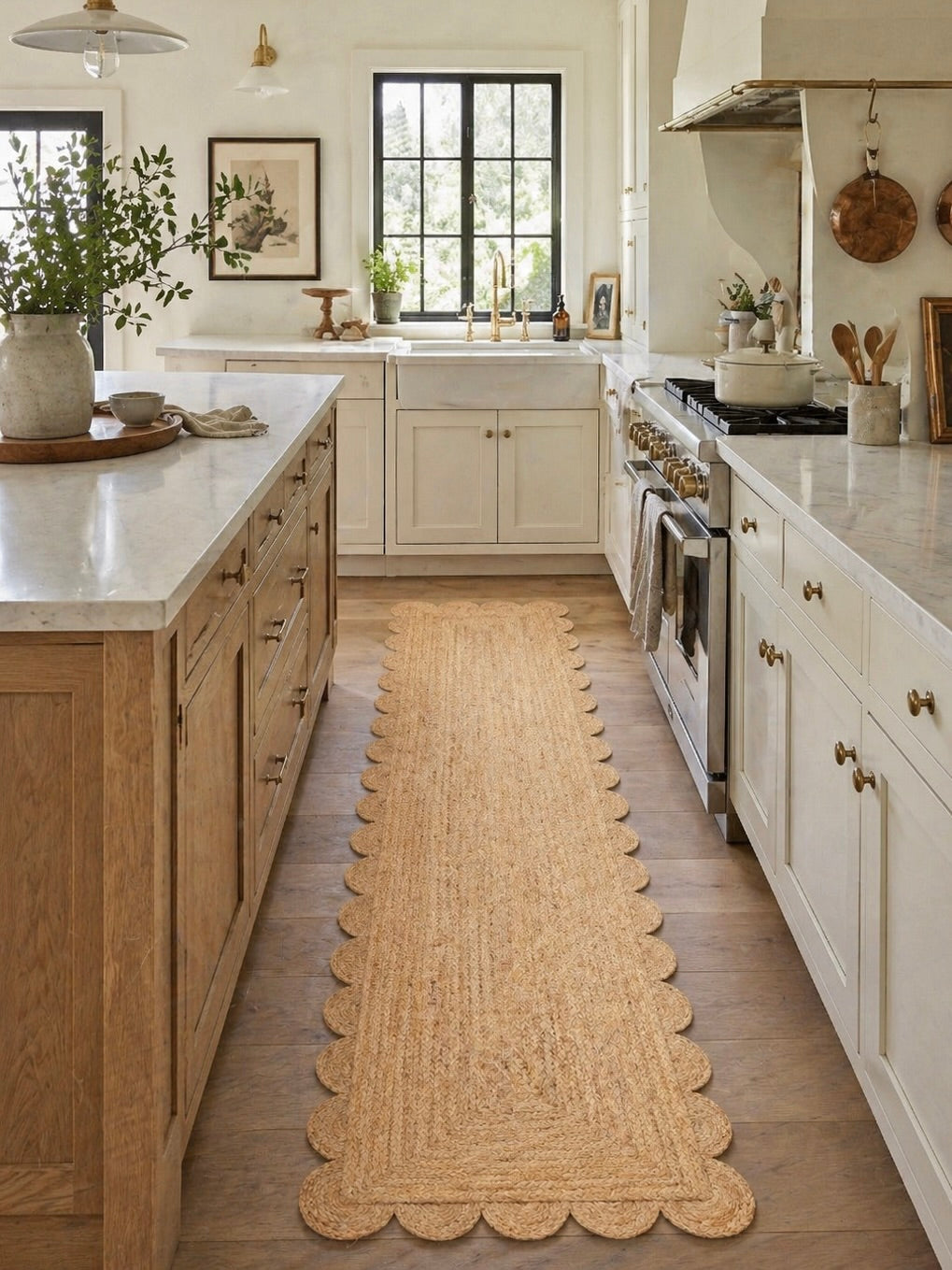 scallop jute runner rug