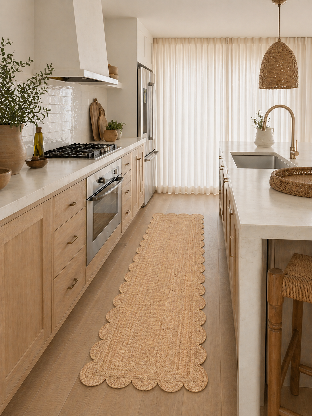 scallop jute runner rug