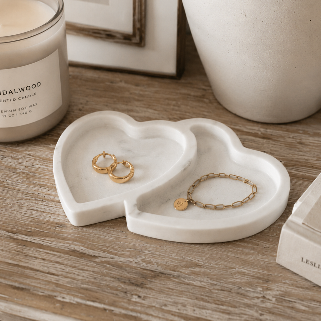 hearts marble trinket tray