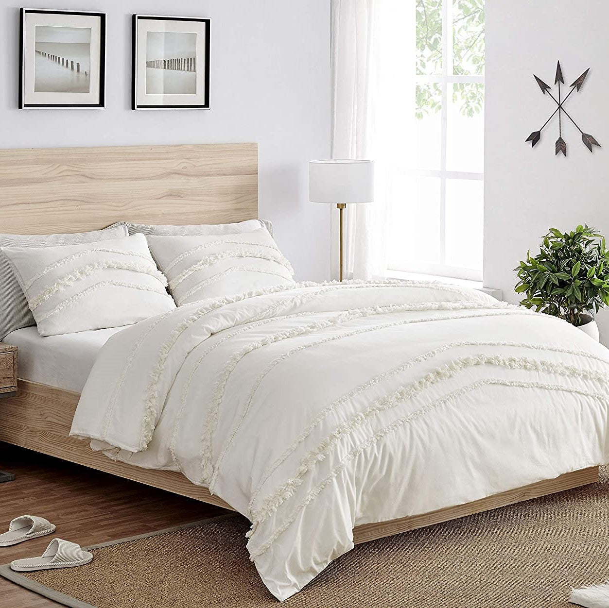 ivory tufted bed cover set