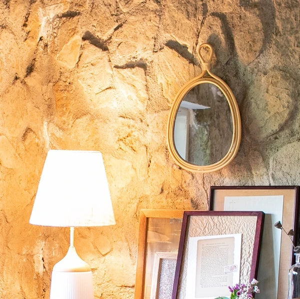 rattan drop mirror