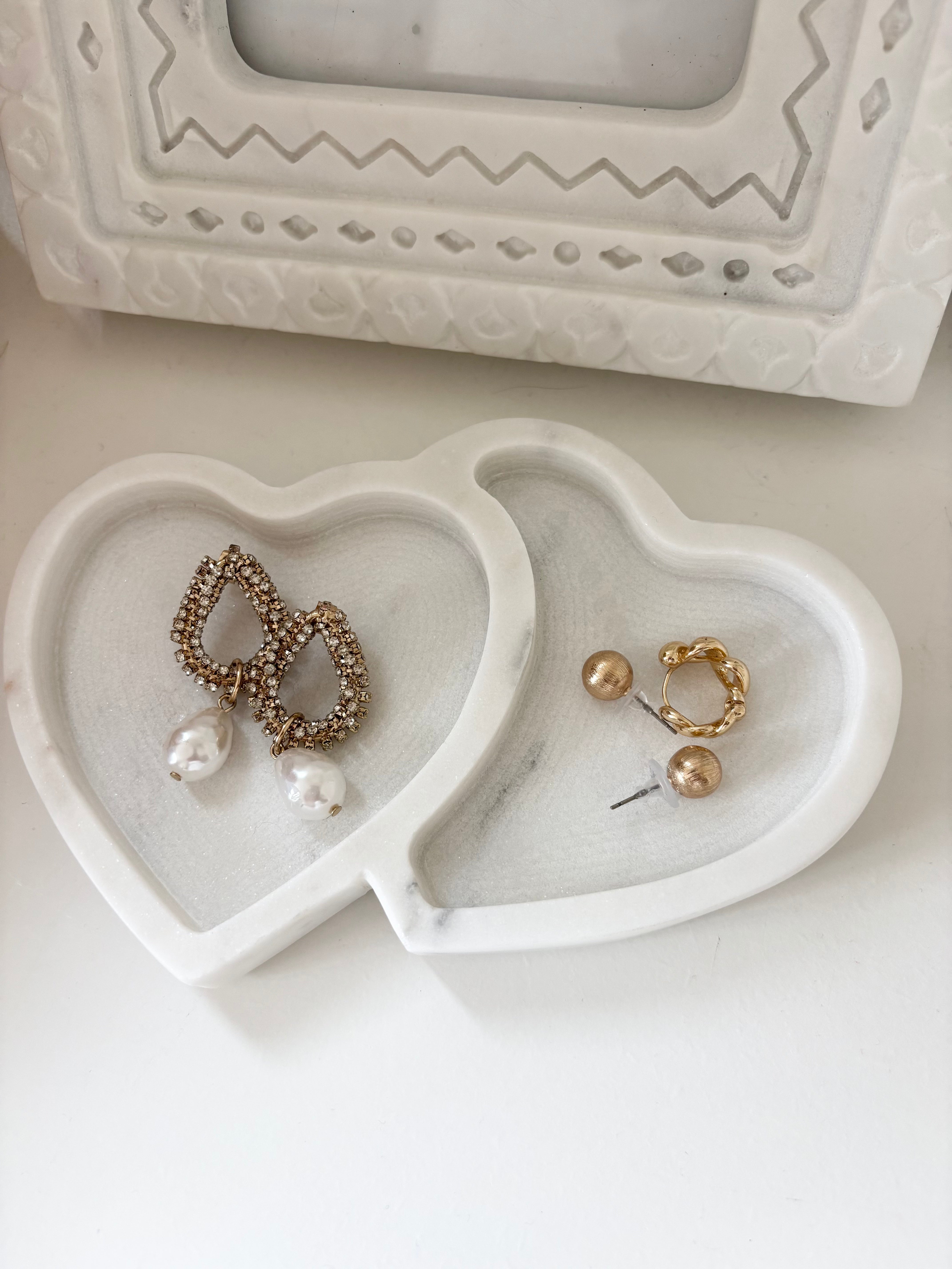 hearts marble trinket tray