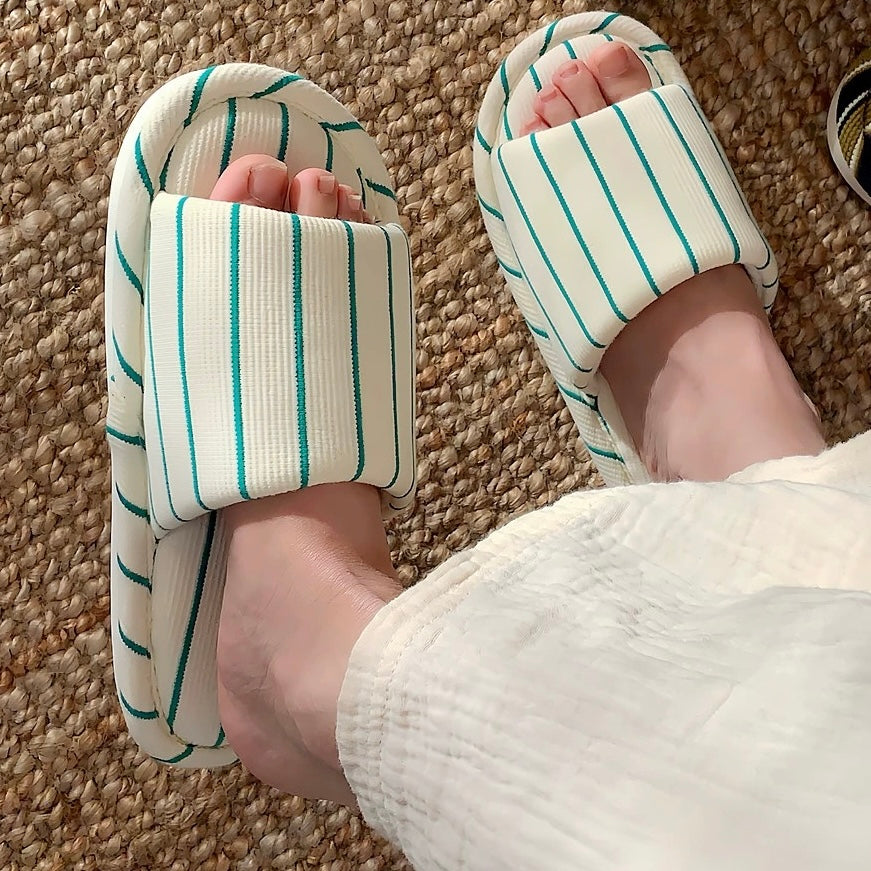 striped basic slippers
