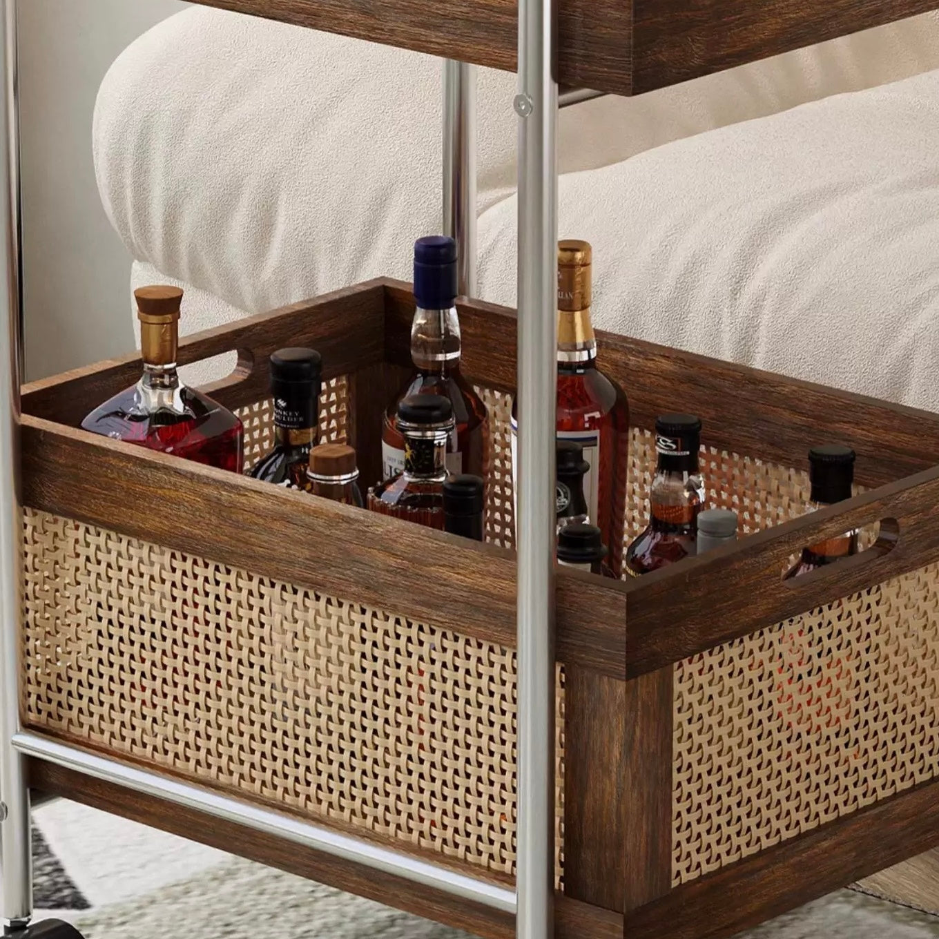rattan storage wagon