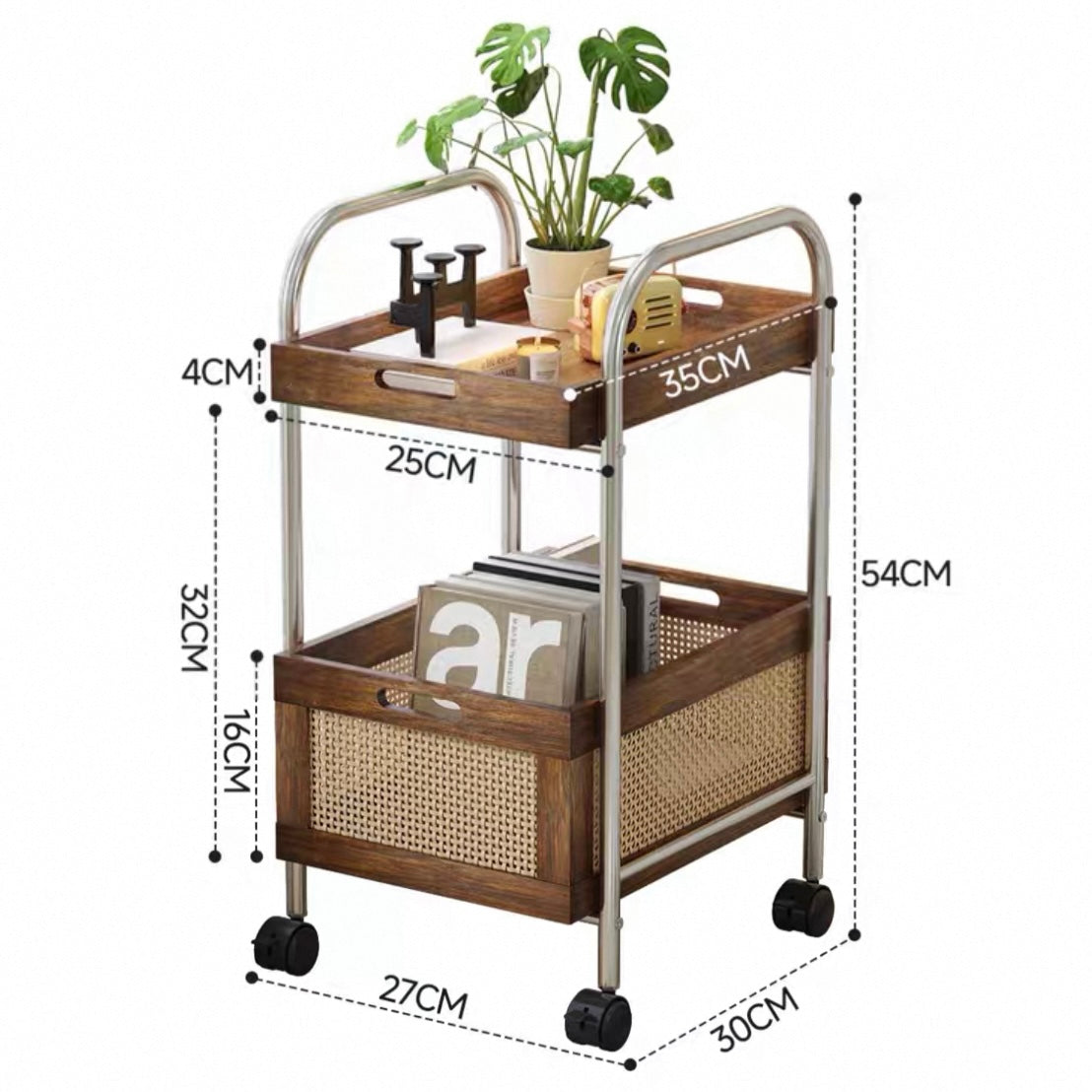 rattan storage wagon