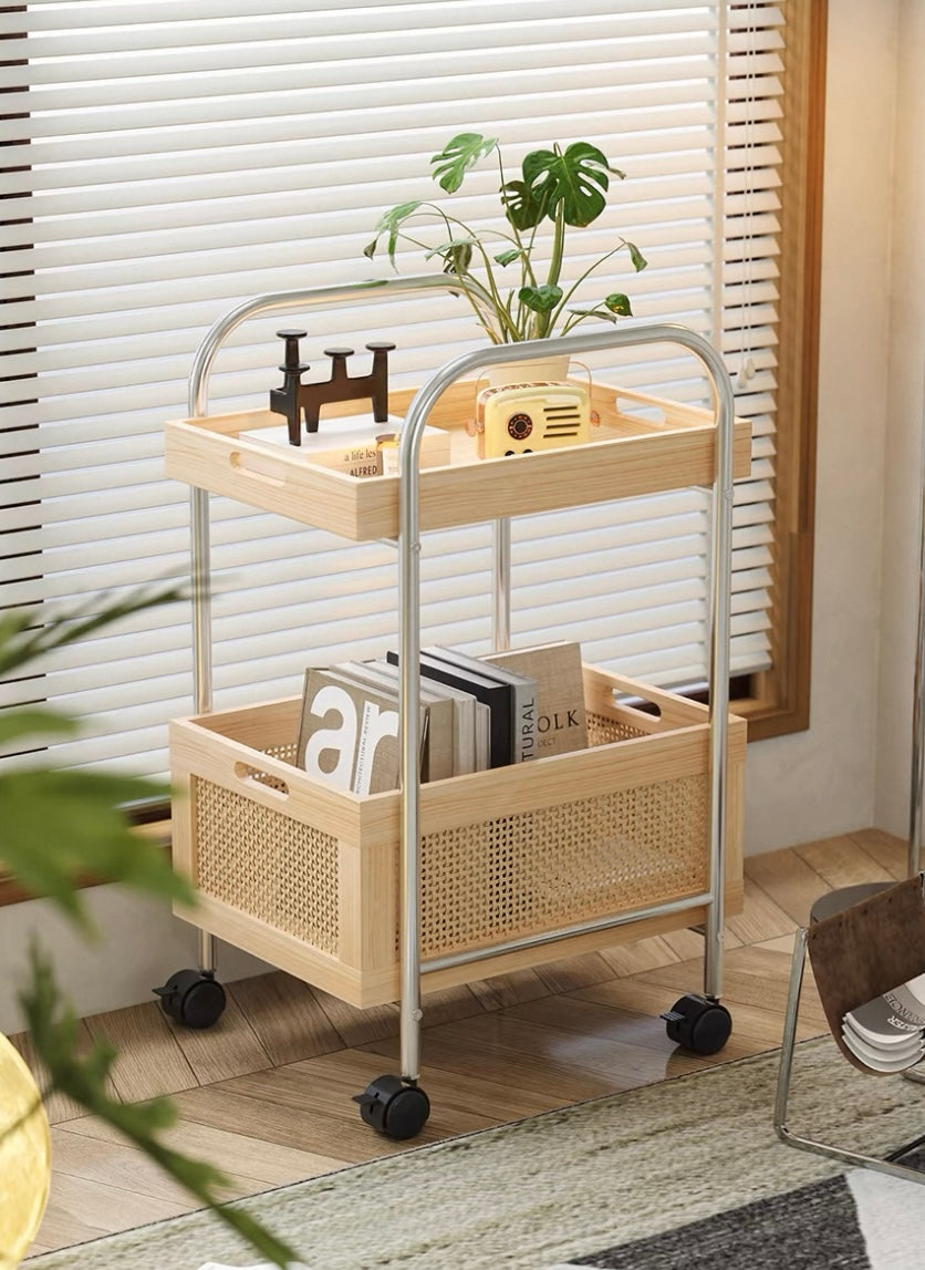 rattan storage wagon