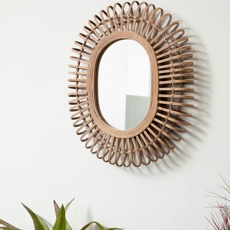 rattan balloon mirror