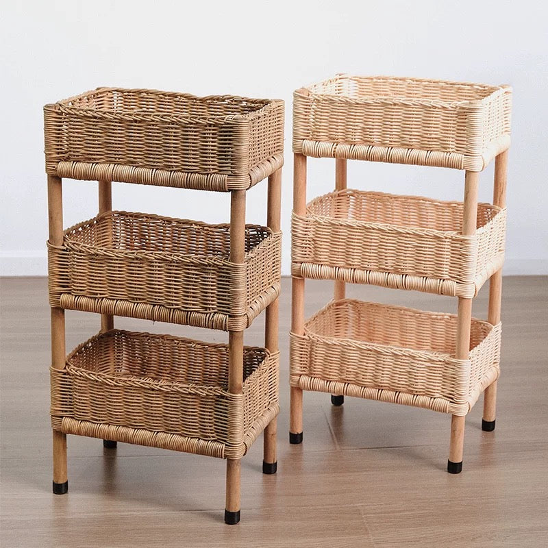 rattan wood rack