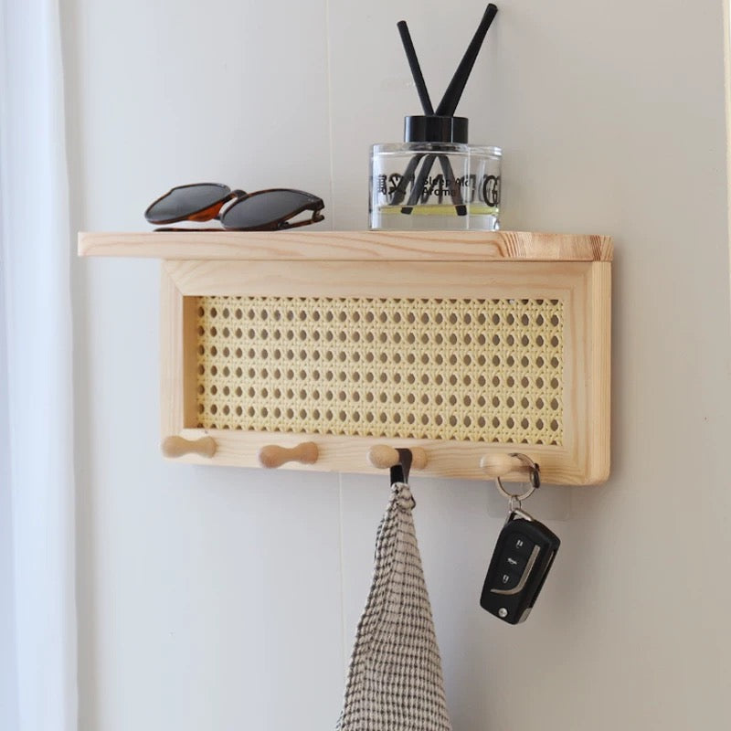 rattan wall shelf
