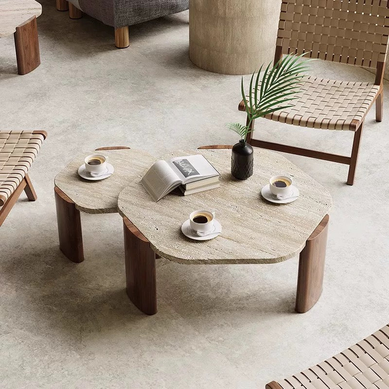 travertine hexagon low table