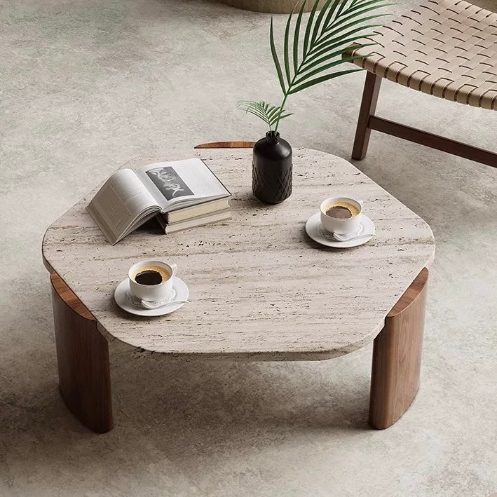 travertine hexagon low table