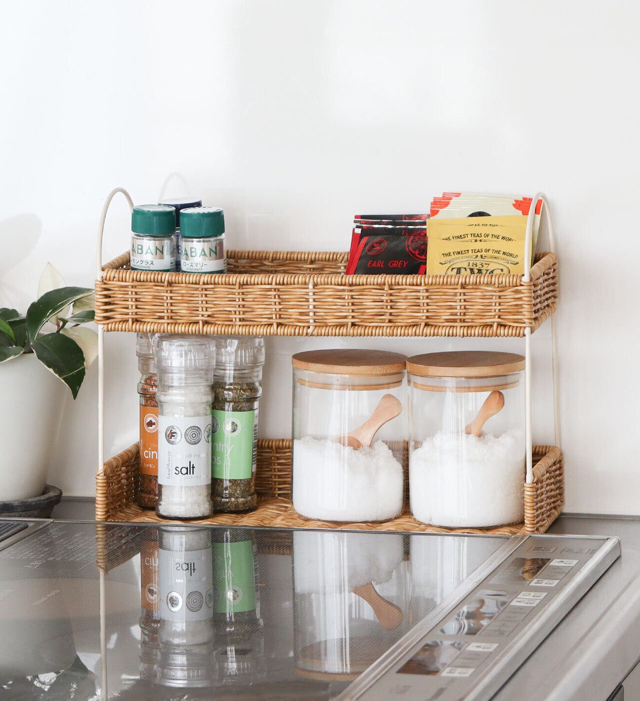 rattan iron spice rack