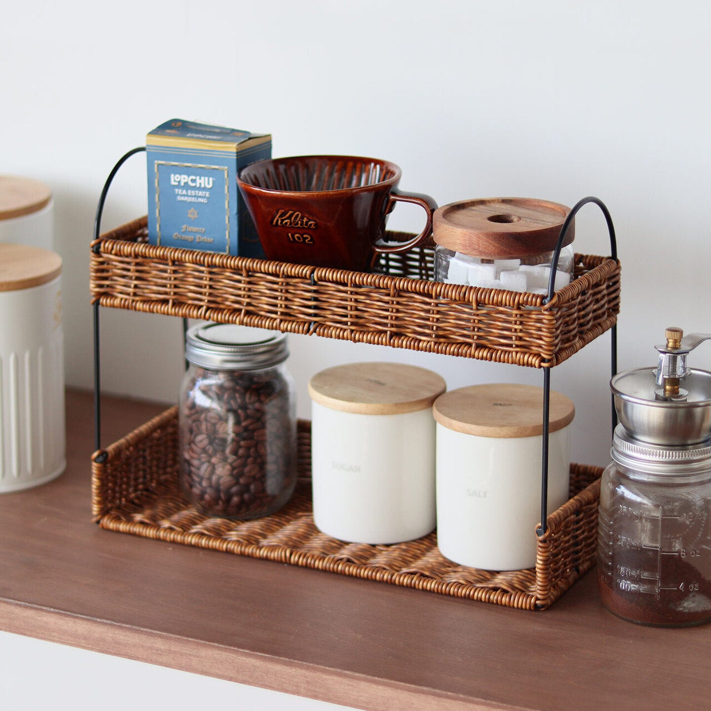 rattan iron spice rack