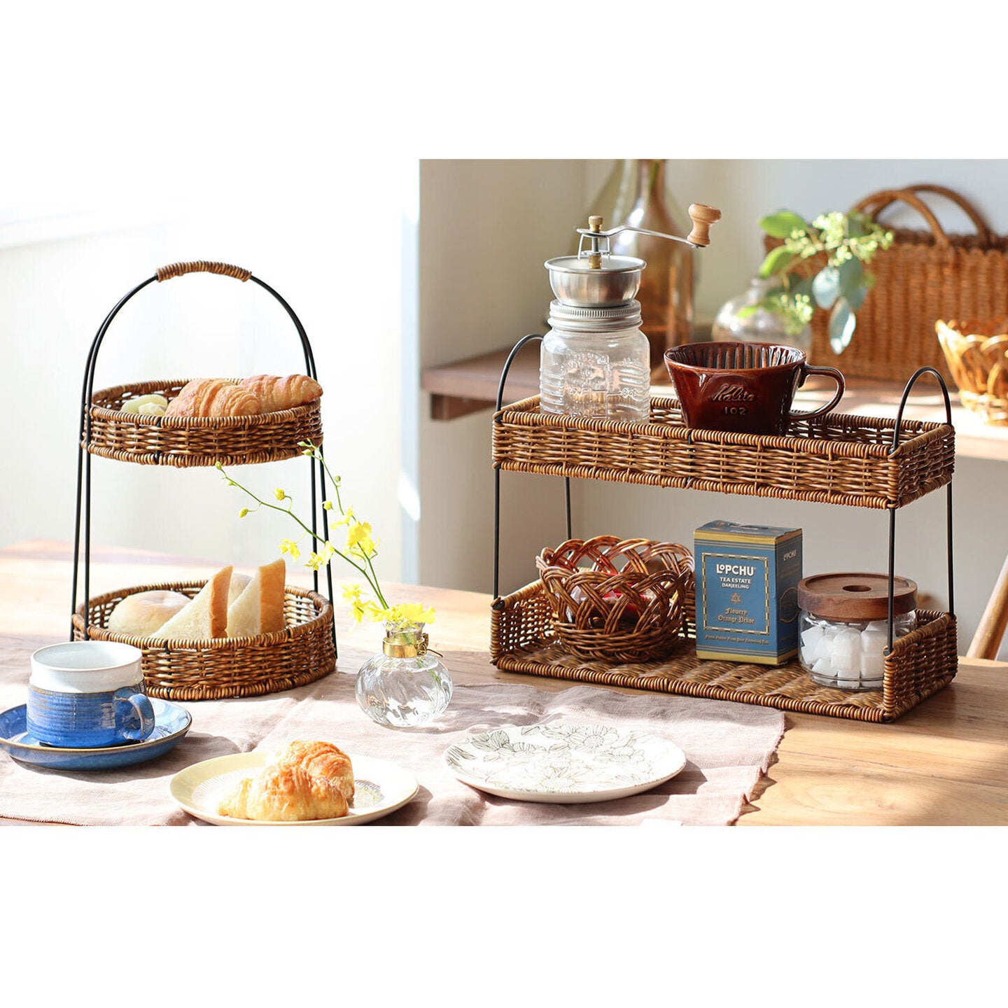 rattan iron spice rack