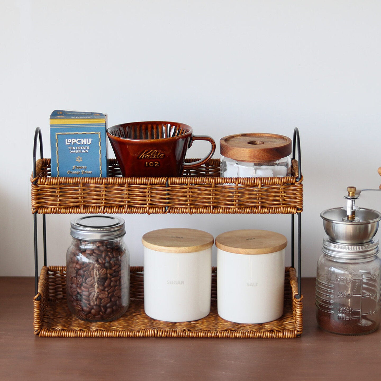 rattan iron spice rack