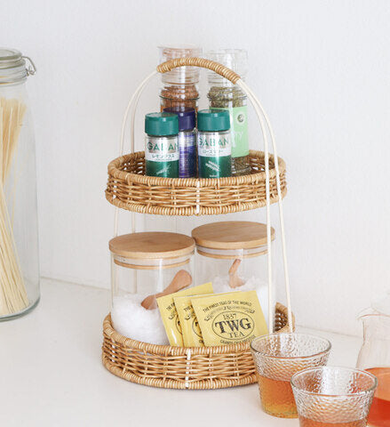 rattan iron round rack