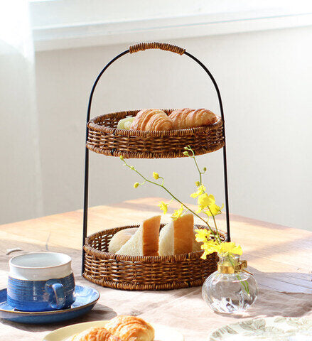 rattan iron round rack