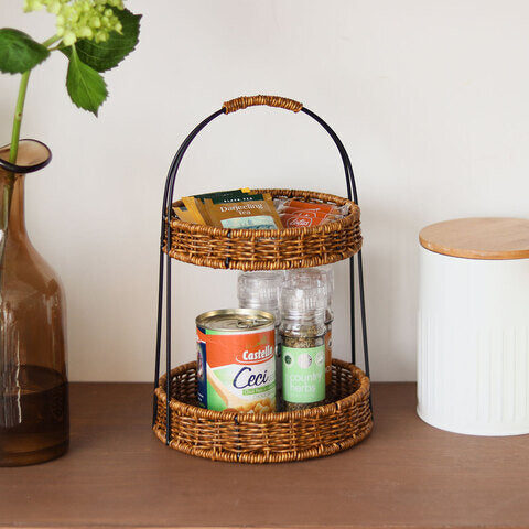rattan iron round rack
